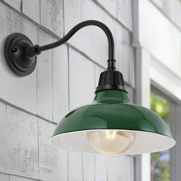 Aurora 12.25" Farmhouse Industrial Indoor/Outdoor Iron LED Gooseneck Arm Outdoor Sconce